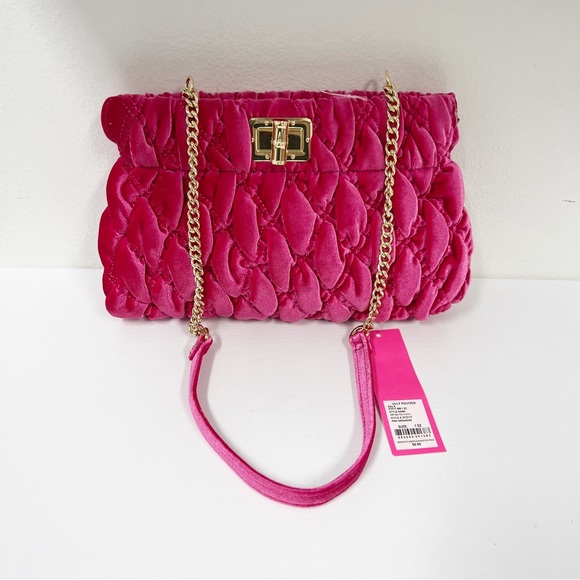 Lilly Pulitzer Handbags - Pink Grenadine Lilly Pulitzer Quilted Velvet Clutch GWP